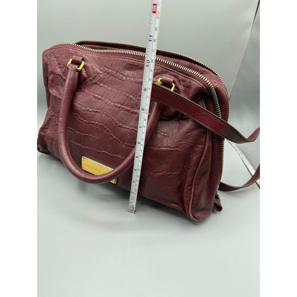 Marc by Marc Jacobs Burgundy Textured Genuine Leather Shoulder Bag, Purse+Wallet